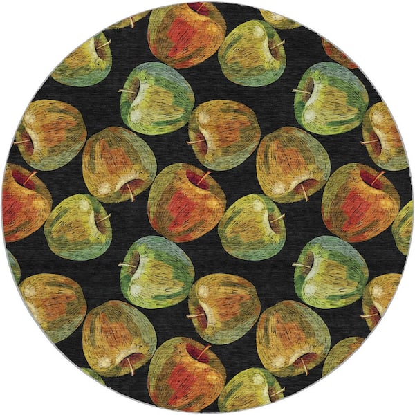 Dream Shag Premium Machine Washable Abstract ADS163 Midnight 8 ft. x 8 ft. Round Rug
