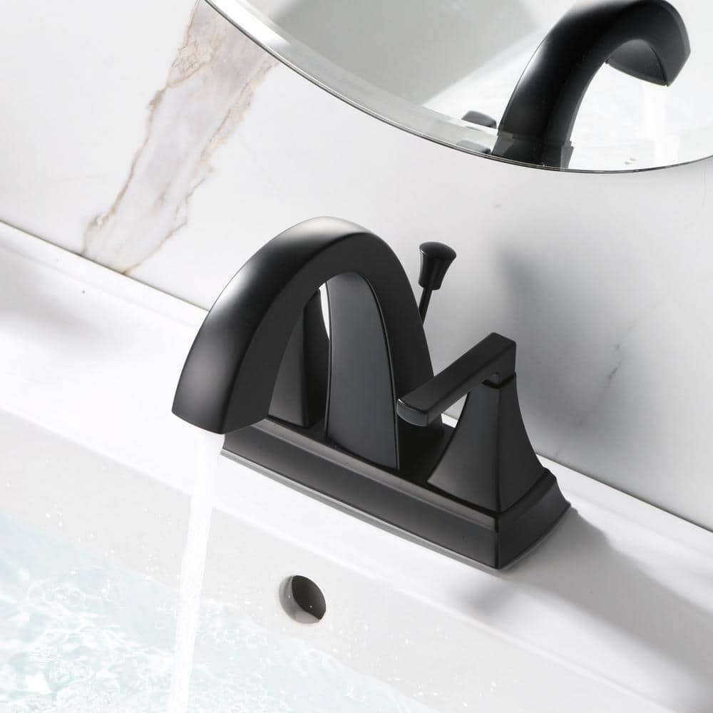 Matte Black Zinc Two-Handle Centerset Bathroom Faucet