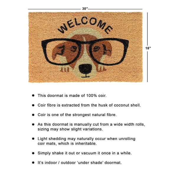 Welcome Dog Natural 18 in. x 30 in. Coir Non-Slip Outdoor Door Mat