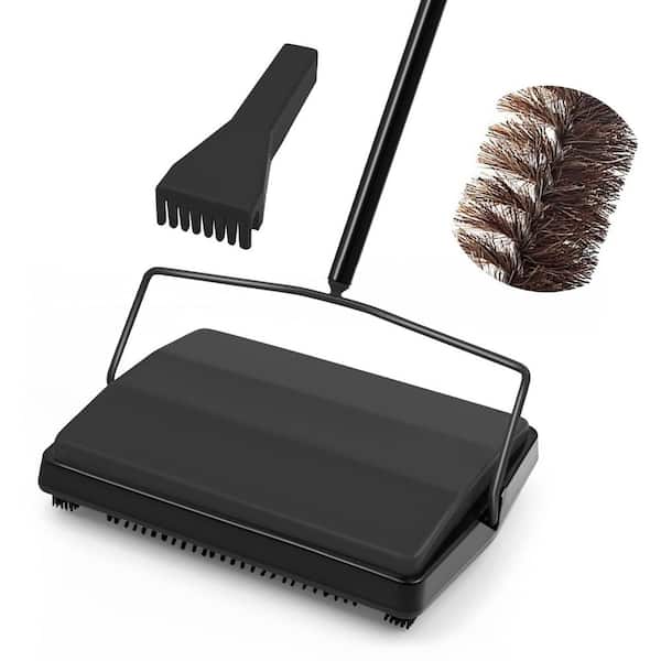 Manual Carpet Floor Sweeper Cordless Carpet Cleaner for Rug Carpet Cleaning in Black