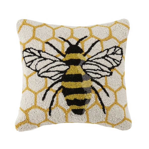 Makers Collective The Pillow Shoppe Honeycomb Bee Yellow Wool Hook 16 in. x 16 in. Throw Pillow