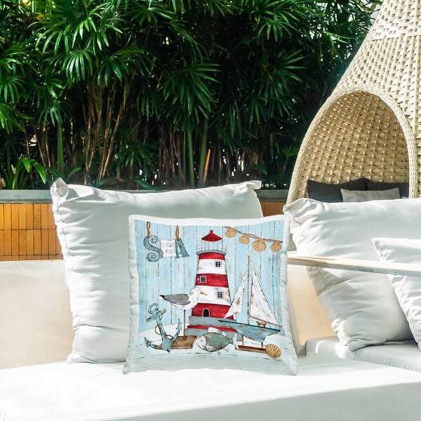 Casual Square Grey Nautical Anchor Accent Pillow Casual Square Grey Nautical Anchor Accent Pillow