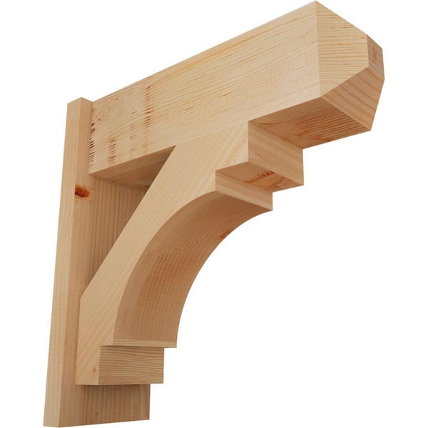 Ekena Millwork 8 in. x 22 in. x 22 in. Douglas Fir Merced Craftsman Smooth Outlooker