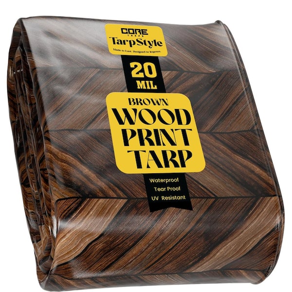 CORE TARPS 6 ft. x 8 ft. Brown Wood/Black, Extreme Heavy Duty 20 Mil Tarp Cover, Waterproof, UV Resistant