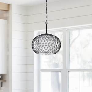 Lansing 3-Light Black Lantern Chandeliers with Crystal Shade