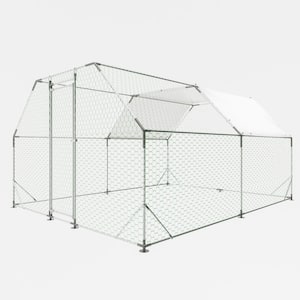 10 ft. x 13 ft. Large Metal Walk in Chicken Coop Galvanized Cage Farm Poultry Run Hutch Hen House