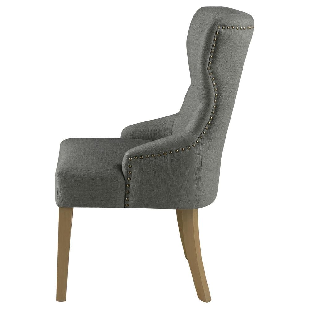 Elegant Dark Gray Tufted Side Chair with Wooden Legs