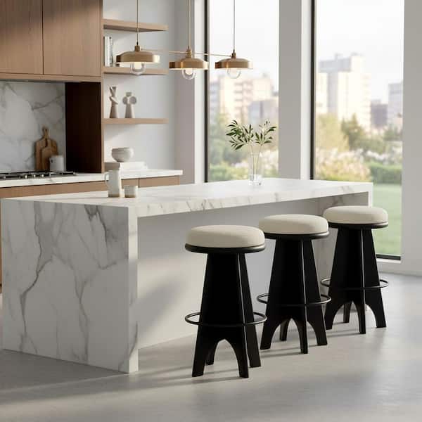 SAFAVIEH Bellarita 29 in. H Ivory/Black Wood Bar Stool SFV4869B - The ...