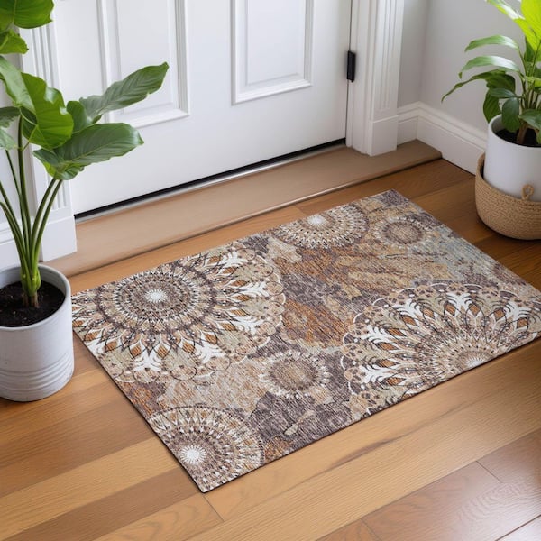 Chantille Machine Washable Indoor/Outdoor Abstract ACN2335 Copper 2 ft. x 3 ft. Accent Rug