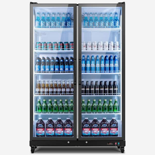 50.2 in. 37.8 cu. ft Merchandiser Refrigerator in Black Commercial Beverage Cooler Adjustable Shelves Dual Glass Door