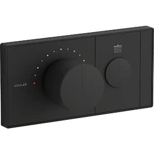 Anthem 1-Outlet Thermostatic Valve Control Panel with Recessed Push-Button in Matte Black