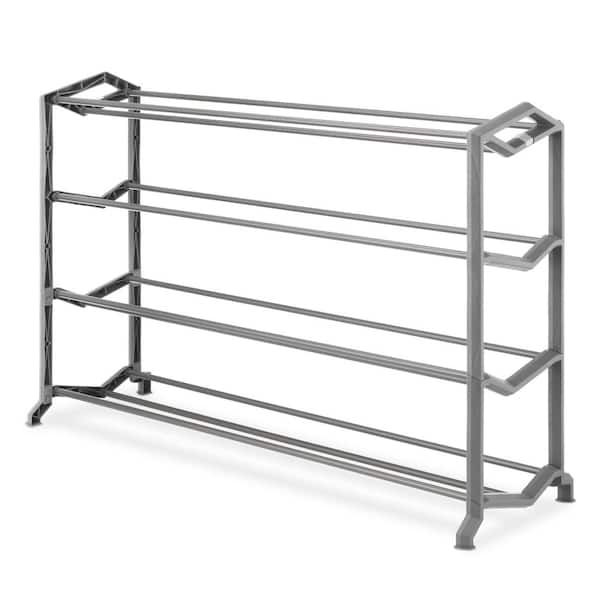 23.62 in. H 20-Pair Gunmetal Gray Steel and Plastic Shoe Rack