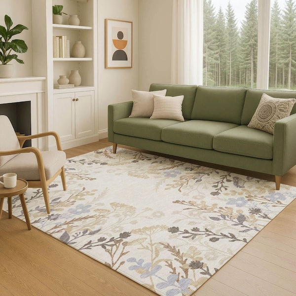 Chantille Machine Washable Indoor/Outdoor Abstract ACN2334 Ivory 3 ft. x 5 ft. Area Rug