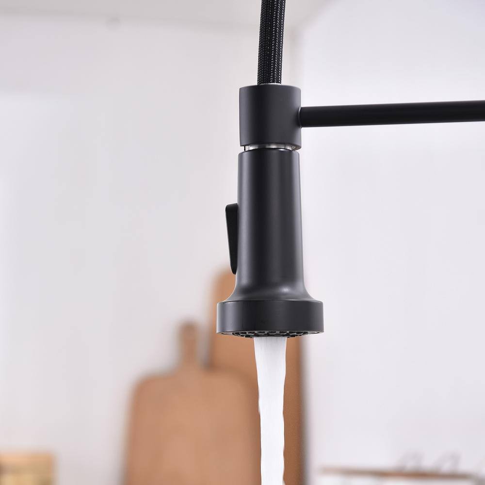 Matte Black Touchless Pull-Down Kitchen Faucet with Soap Dispenser