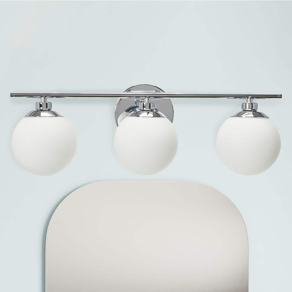 Lorne Chrome and Frosted Glass 3-Light Vanity Light