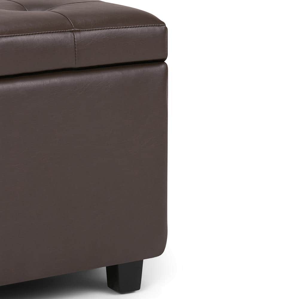 Cosmopolitan Chocolate Brown Tufted Faux Leather Storage Ottoman