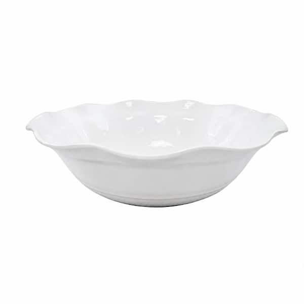 White Melamine Salad Bowl with Ruffle Edge, 12.5-Inch Diameter, BPA-Free, Set of 1 Salad, Dessert, Pasta & Soup Bowls