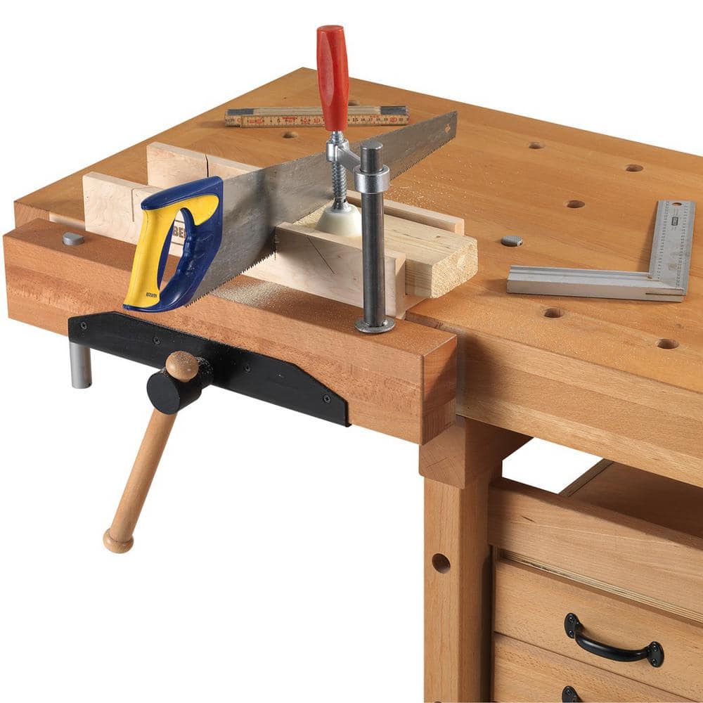 Elite 64" European Beech Woodworking Workbench with Vices