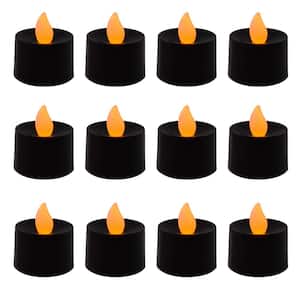 Black LED Tea Light Candles (Set of 12)