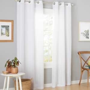 Ladner Winter White Solid Light Filtering Grommet Top Indoor Curtain Panel, 38 in. W x 96 in. L (Set of 2)