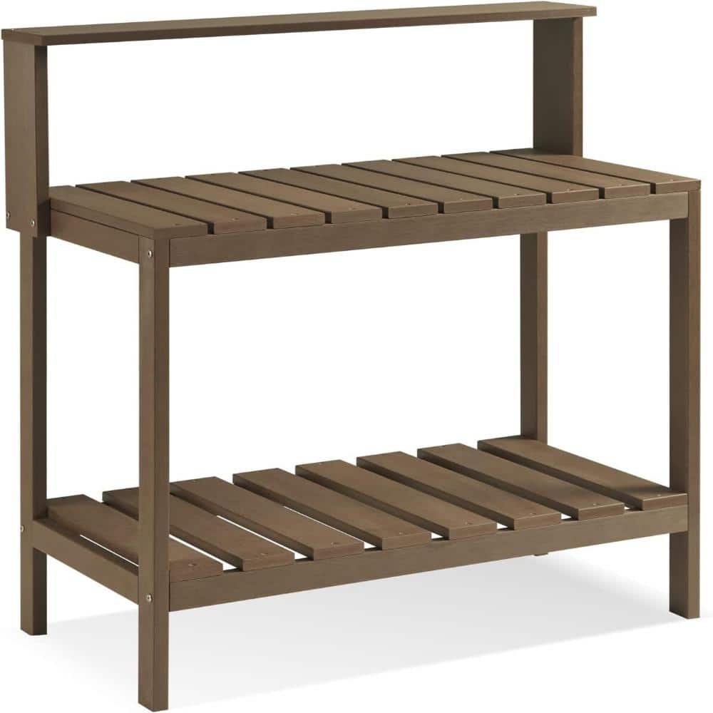 41in. H x 33 in. W x 17 in. D Brown Polystyrene Indoor Outdoor Potting Table Bench Serving Bar with Storage Shelf price history on PriceWatchPro