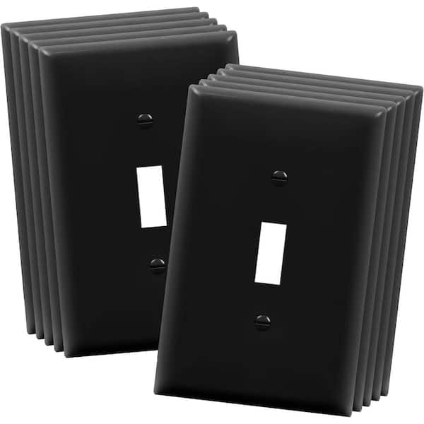 Etokfoks Mid-Size 1-Gang Black Toggle Switch Polycarbonate Plastic Wall Plate (10-Pack)