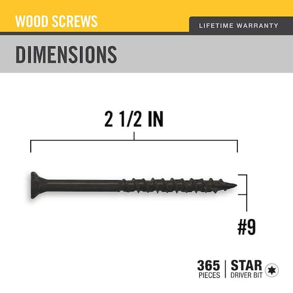 DECKMATE #9 2-1/2 in. Black Exterior Self-Starting Star Drive Flat-Head Deck Screw 5 lbs.-Box (435-Piece)