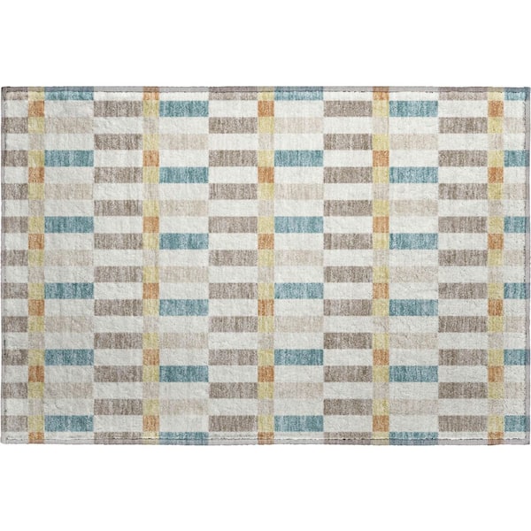 Mayfield Premium Machine Washable Abstract AMF2548 Ivory 2 ft. x 3 ft. Accent Rug
