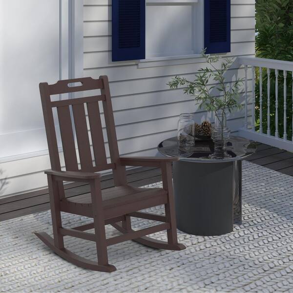 Mondawe Palace Brown Plastic Outdoor Rocking Chair With Porch