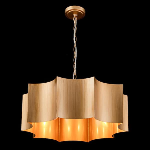 Ida 3-Light Gold Starfruit Shape Pendant Light Chandelier for Dining Room