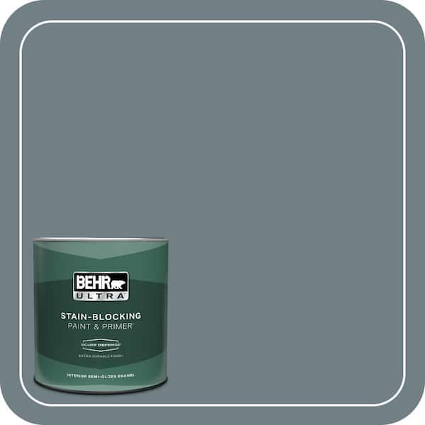 BEHR ULTRA 1 qt. #BXC-48 Courtyard Blue Extra Durable Semi-Gloss Enamel Interior Paint & Primer