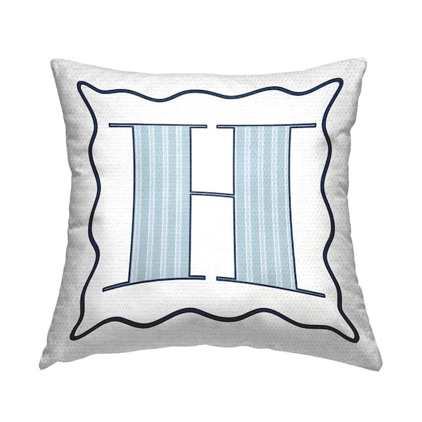 Stupell Industries Polka Dot Blue Letter H Square Outdoor Throw Pillow