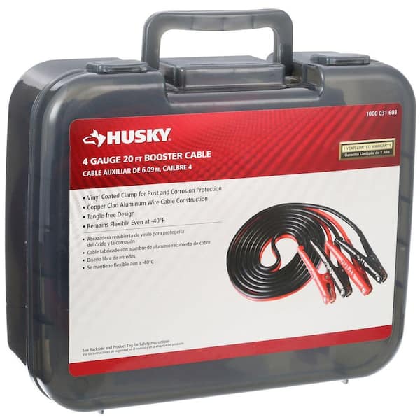 booster cable box Husky 20 ft. 4-Gauge UL-Listed Booster Cable 0160420-UL1