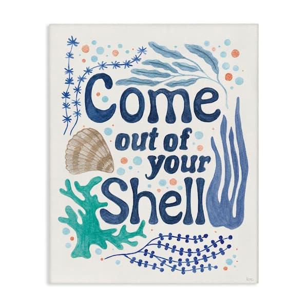 Come Out Of Your Shell by Veronique Charron Unframed Coastal Graphic Art Print 20 in. x 16 in.