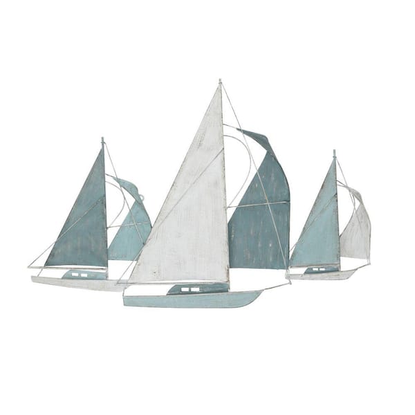 HomeRoots 37.4 in. Charlie Metal Teal Blue Wall Decor