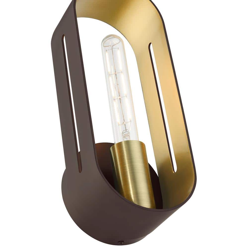 Ravena Scandinavian Bronze with Antique Brass 1-Light Sconce