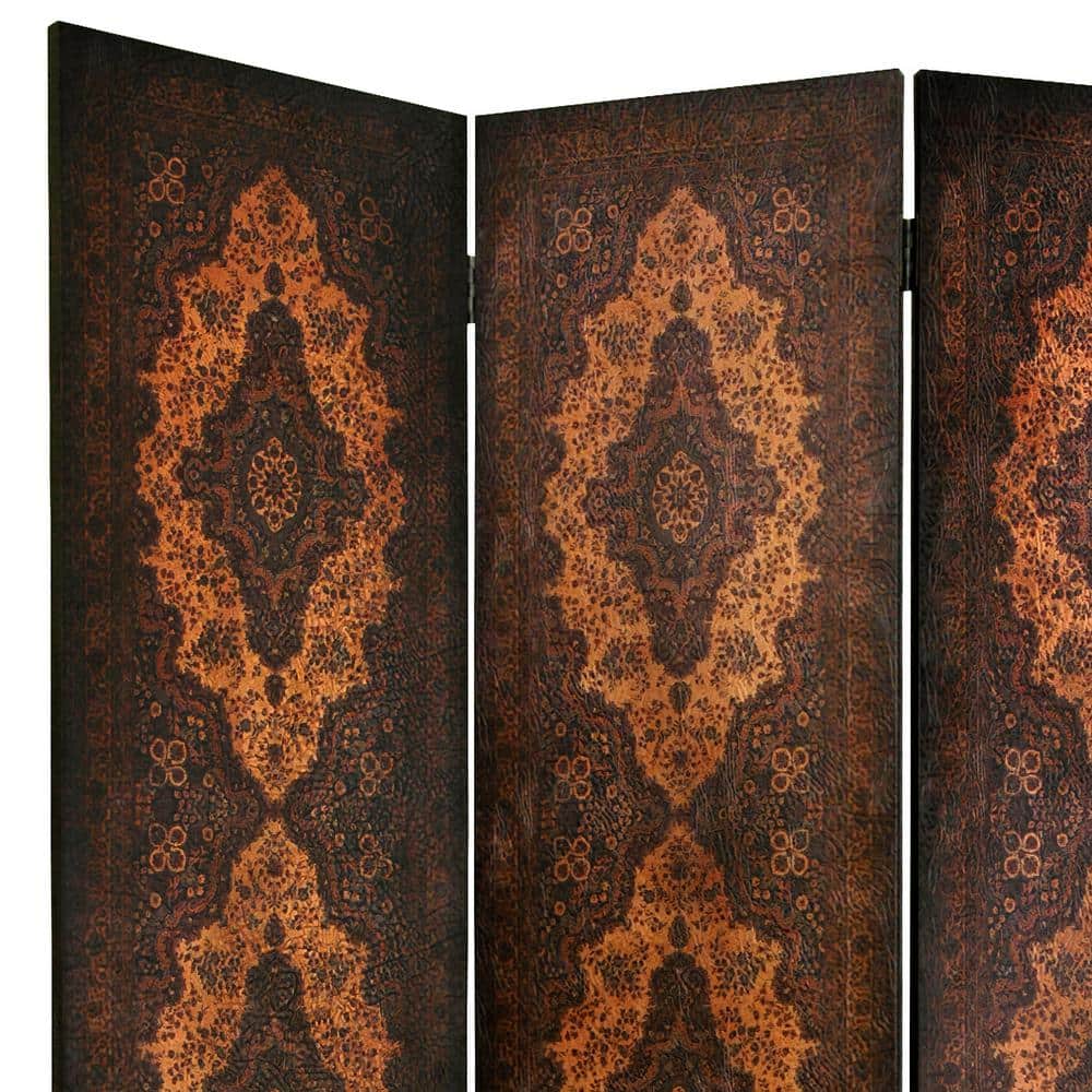 Espresso Faux Leather 4-Panel Folding Room Divider