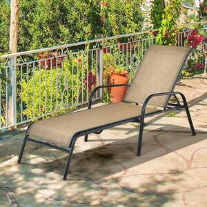Patio Stackable Chaise Lounge Chair Recliner with Adjustable Backrest (Set of 4)