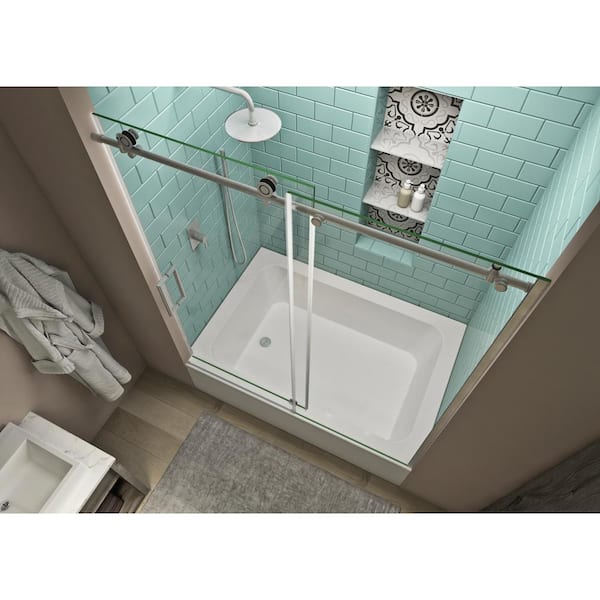 Aston 56 in. - 60 in. x 30 in. x 80 in. Frameless Corner Sliding Shower  Enclosure Clear Glass in Stainless Steel Right SEN984EZ.UC-SS-603080-R -  The Home Depot