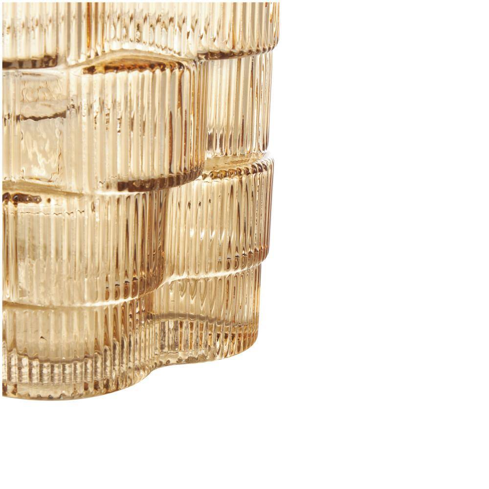 Brown Ribbed Glass Round Table Vase Set