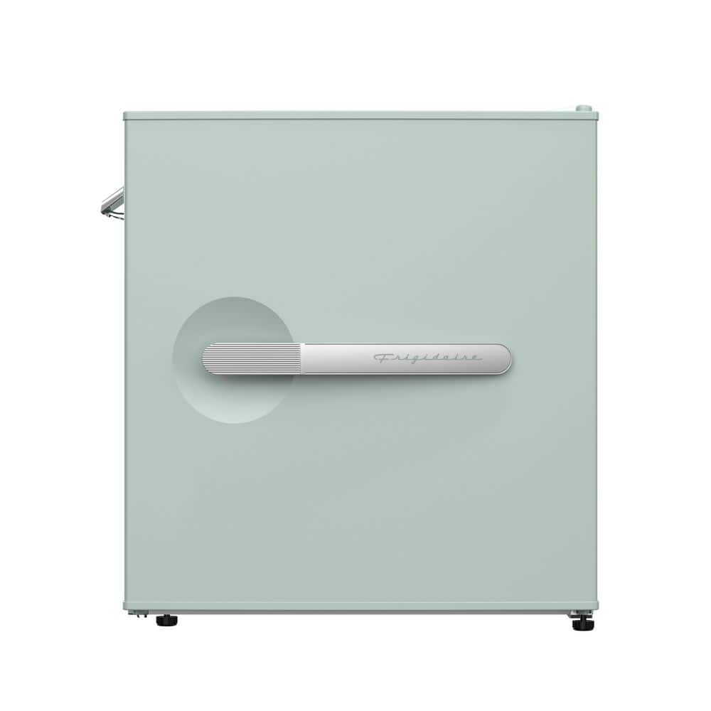 Sage Green Retro Mini Refrigerator with Silver Bar Handle