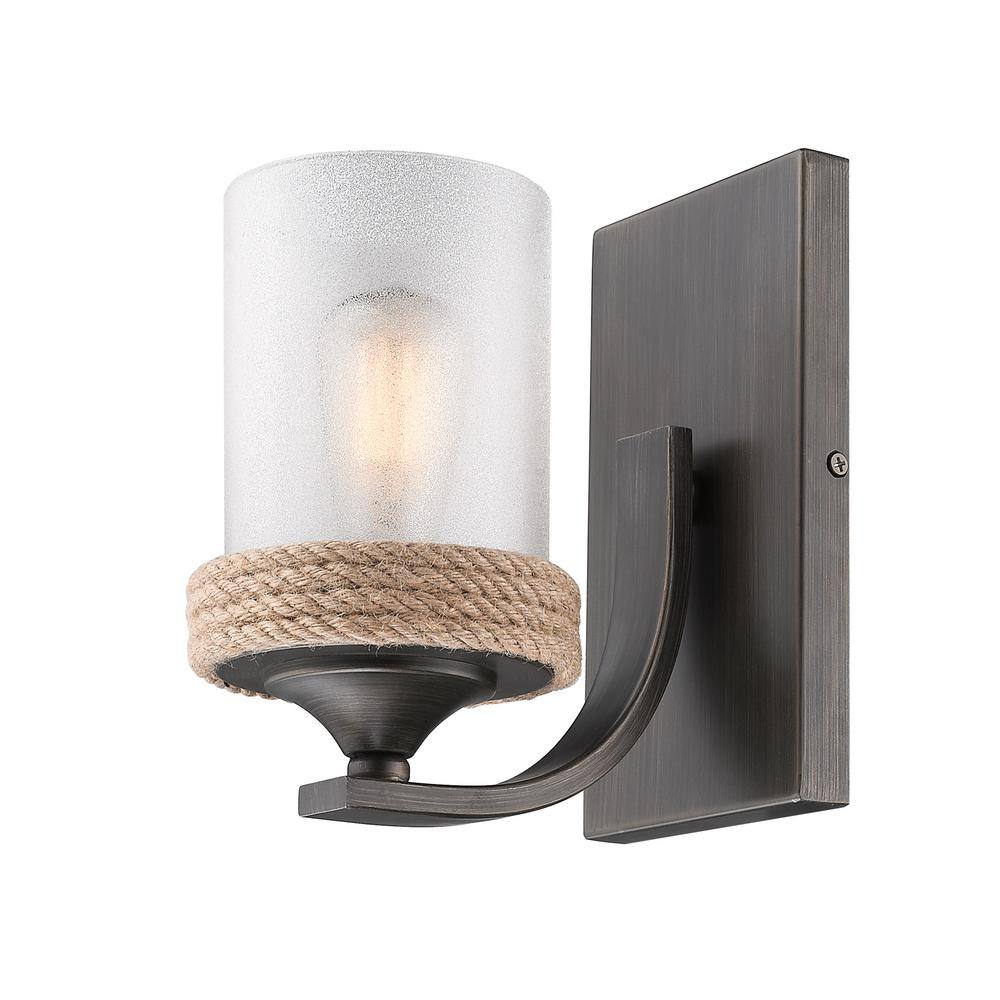 Rustic Bronze Nautical Bath Vanity Light with Frosted Glass