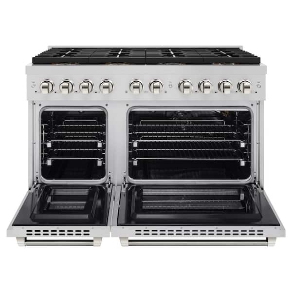 Autograph 48 in. Paramount Gas Range with 8 Burner DuoPro Cooktop Gas Oven in Stainless Steel w/ Nickel Helix Hles