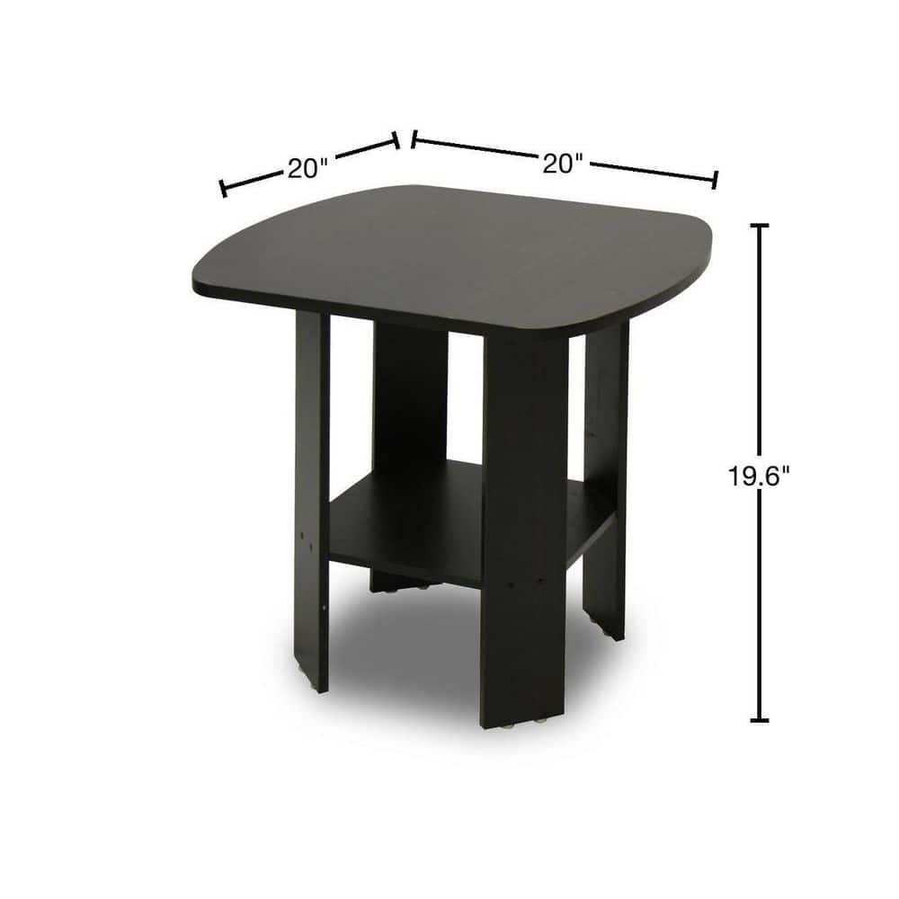 Espresso Composite Wood Rectangular End Table with Shelf