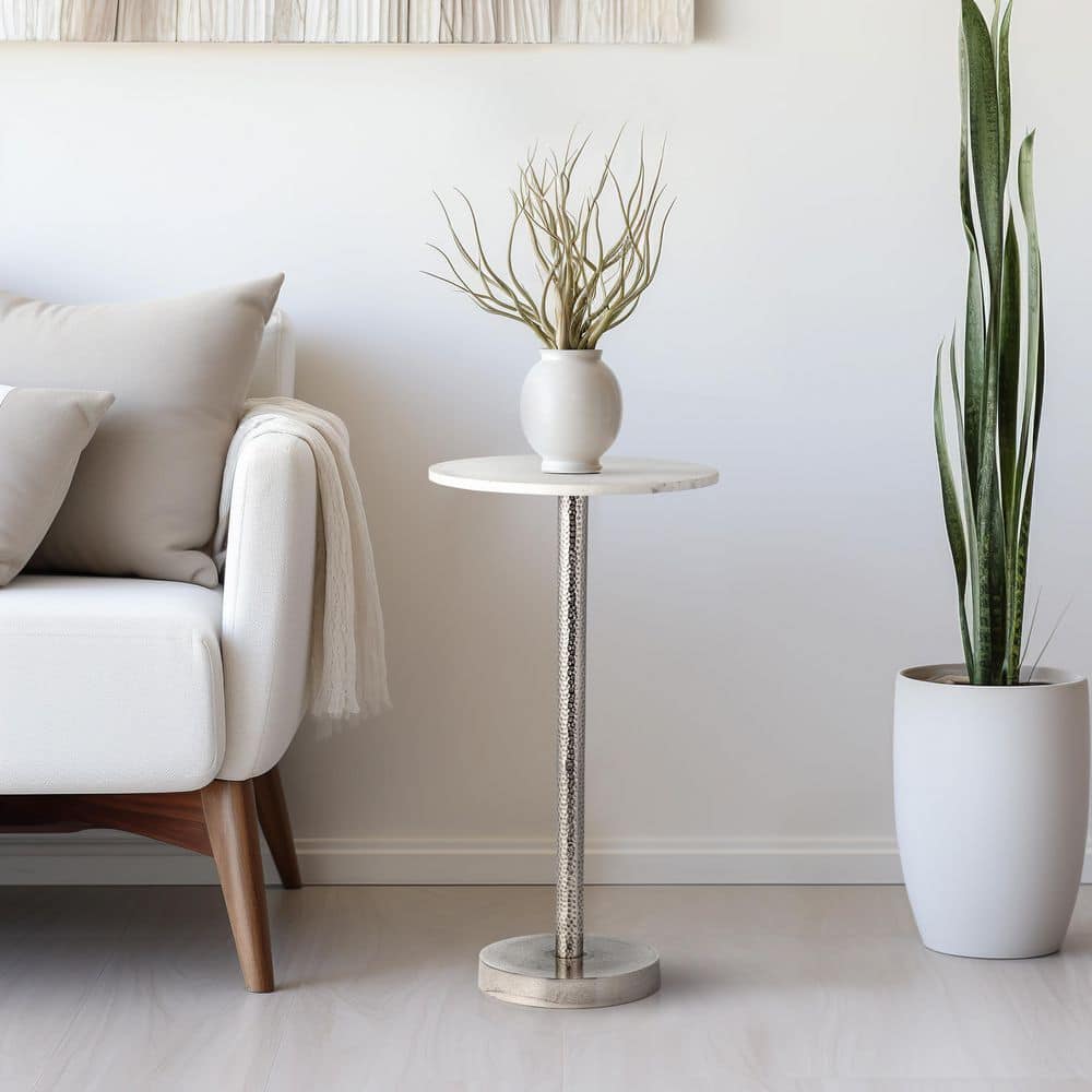 13 in. Silver Round Metal Accent Table - thumbnail 10