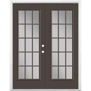 60 in. x 80 in. Willow Wood Steel Prehung Left-Hand Inswing 15-Lite Clear Glass Patio Door with Brickmold