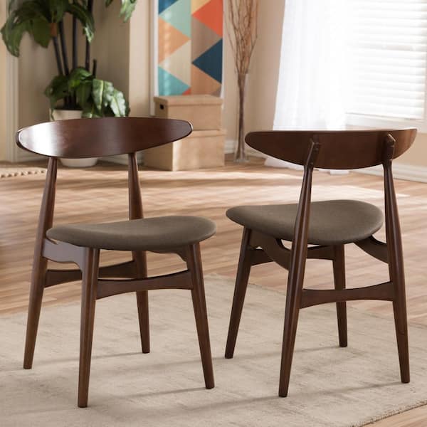 Baxton Studio Flamingo Dark Brown Fabric Upholstered Dining Chairs