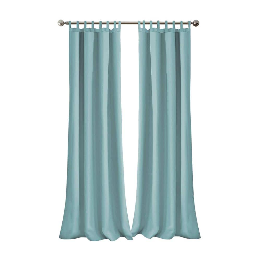 Mineral Blue Polyester Tab Top Outdoor Curtain Panel