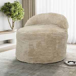 Teddy 2-in-1 Corduroy Beige Convertible Polyester Bean Bag Chair and Pillow