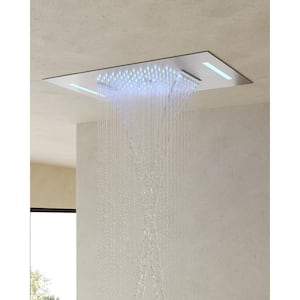 31-Spray 23 x 15in. Dual Shower Heads Ceiling Mount Fixed and Handheld Shower Head  with Music in Brushed Nickel